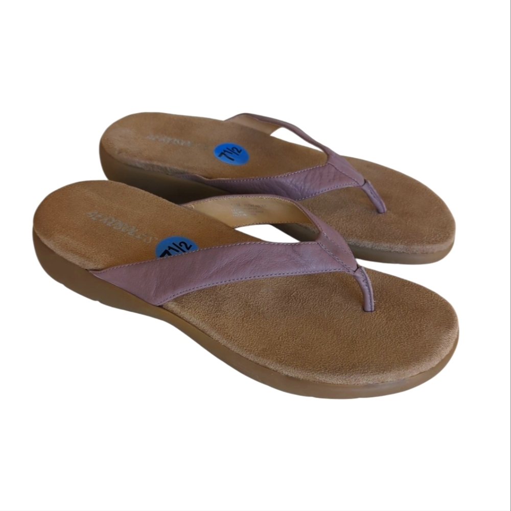 Aerosoles Float About Leather Cushioned Flip Flop Sandals 7.5M Tan